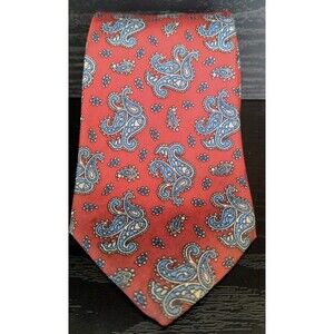 1970’s Don Loper Beverly Hills Men's Necktie 100% Italian Silk Red Paisley 56"
